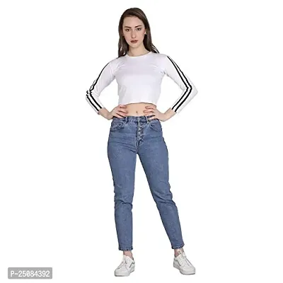 GENEALO Casual Full Sleeve Solid Women Crop Top White-thumb5