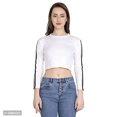 GENEALO Casual Full Sleeve Solid Women Crop Top White-thumb0