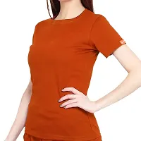 GENEALO Women?s Cotton Blend, Stretchable, Comfortable, Soft 100% Bio wash Round Neck Half Sleeves T-Shirt and Shorts Set (Full Set) (X-Large, Rust)-thumb4