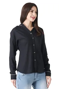 GENEALO Women's Stylish Fashionable Plain Full Sleeves Rayon Shirt for Your Casual || Regular wear || Beach || Formal || Office wear || Party-thumb4