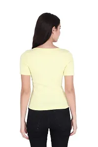 GENEALO Women?s Scoop Neck Stretchable, Comfortable Rib Knitted Top for Summer wear (Medium, Lemon)-thumb5