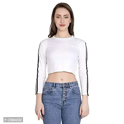 GENEALO Casual Full Sleeve Solid Women Crop Top White-thumb1