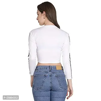 GENEALO Casual Full Sleeve Solid Women Crop Top White-thumb2