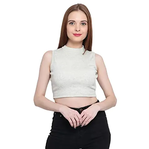 GENEALO Women's Rib Knitted Skinny Fit Comfortable Stylish Tank Crop Top for Casual ||Regular|| Formal||Workout|| summerwear Outfit