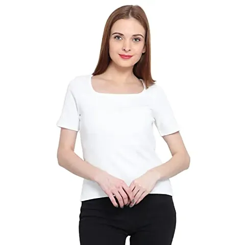 GENEALO Women’s Scoop Neck Stretchable, Comfortable Rib Knitted Top for Summer wear