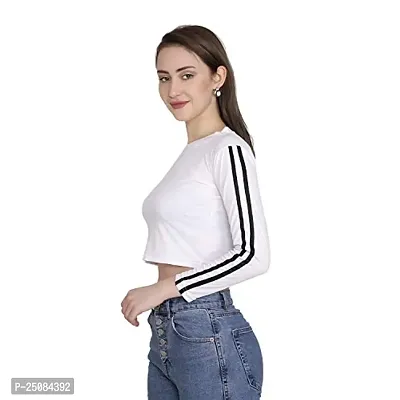 GENEALO Casual Full Sleeve Solid Women Crop Top White-thumb4