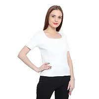 GENEALO Womenrsquo;s Scoop Neck Stretchable, Comfortable Rib Knitted Top for Summer wear (X-Large, White)-thumb3