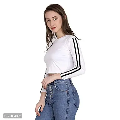 GENEALO Casual Full Sleeve Solid Women Crop Top White-thumb6