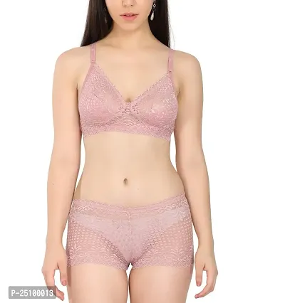 Buy GENEALO Women's Cotton Non-Padded Boy Short Bra Panty Set