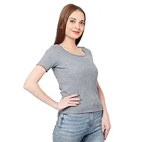 GENEALO Women&rsquo;s Scoop Neck Stretchable, Comfortable Rib Knitted Top for Summer wear (Large, Dark Grey)-thumb3