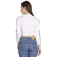 GENEALO Casual Full Sleeve Solid Women Crop Top White-thumb2