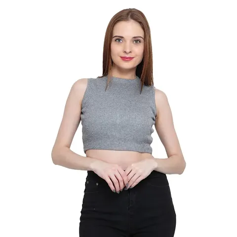 GENEALO Women's Rib Knitted Skinny Fit Comfortable Stylish Tank Crop Top for Casual ||Regular|| Formal||Workout|| summerwear Outfit