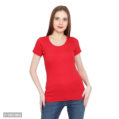 Genealo Half Sleeve Round neck solid t-shirt for women  girls-thumb0