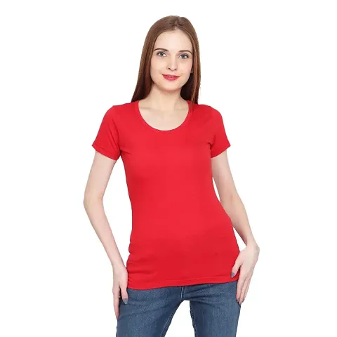 Genealo Half Sleeve Round neck solid t-shirt for women  girls