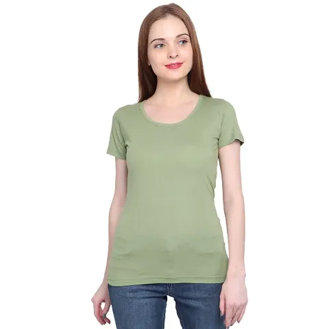 Genealo Half Sleeve Round neck solid t-shirt for women  girls