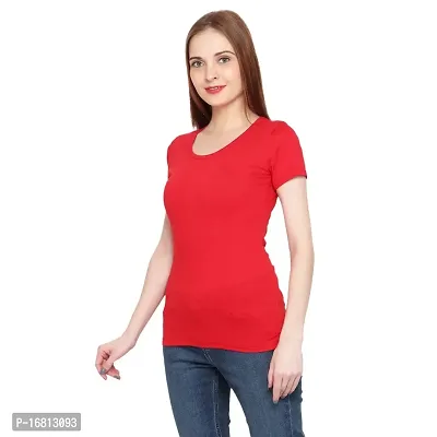 Genealo Half Sleeve Round neck solid t-shirt for women  girls-thumb2