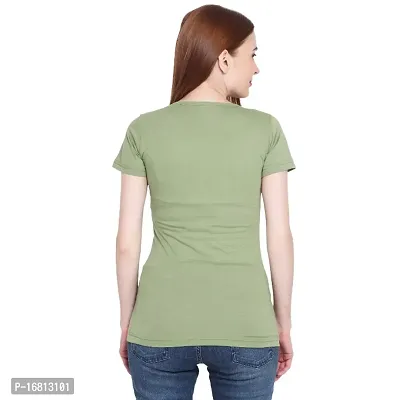 Genealo Half Sleeve Round neck solid t-shirt for women  girls-thumb2