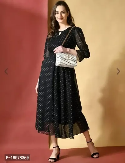 Women Georgette Dress with Cotton Lining Long Dress-thumb0