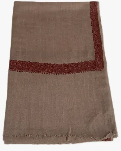 Warm Worth  Semi Pashmina Woolen Shawl Kashmiri Embroidery Size 40x80 Inches