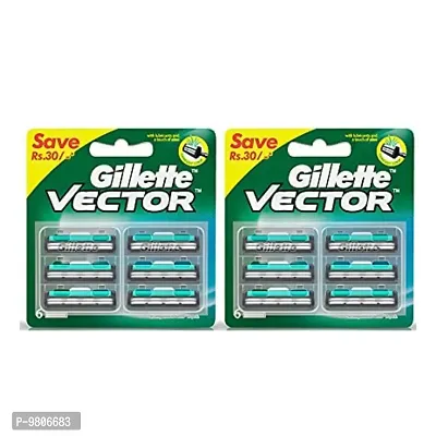 Gillette Vector Plus Manual Shaving Razor Blades (Cartridge) - 6S Pack (Pack Of 2)-thumb0