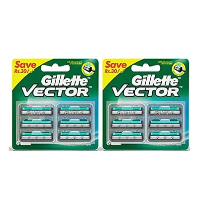 Gillette Vector Plus Manual Shaving Razor Blades (Cartridge) - 6S Pack (Pack Of 2)