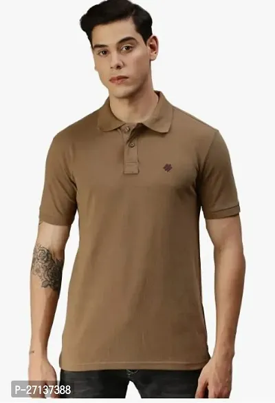 Classic Brown Cotton Polos For Men-thumb0