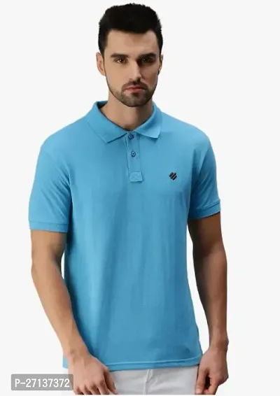 Classic Blue Cotton Polos For Men