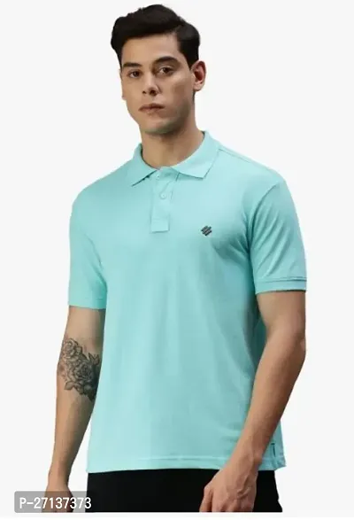 Classic Turquoise Cotton Polos For Men-thumb0