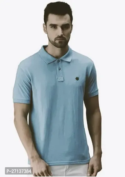 Classic Blue Cotton Polos For Men