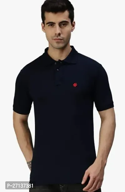 Classic Blue Cotton Polos For Men