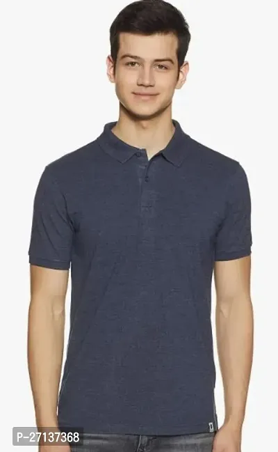 Classic Blue Cotton Polos For Men