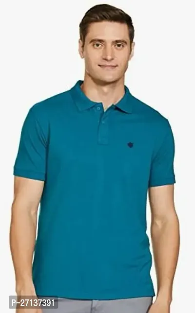 Classic Blue Cotton Polos For Men-thumb0