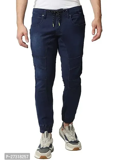 Stylish Navy Blue Denim Solid Skinny Fit Jeans For Men-thumb0