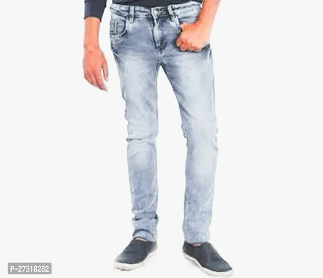 Stylish Blue Denim Solid Skinny Fit Jeans For Men-thumb0
