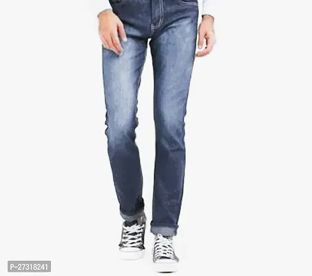 Stylish Blue Denim Acid Wash Skinny Fit Jeans For Men-thumb0