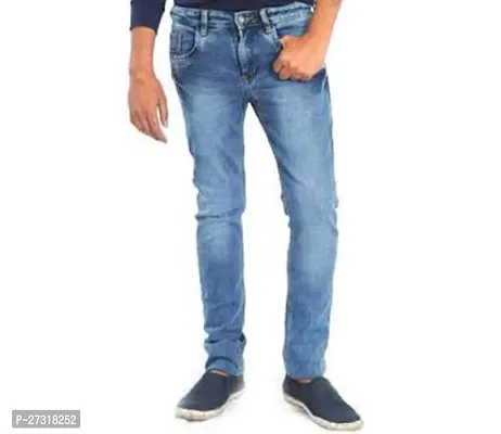 Stylish Blue Denim Acid Wash Skinny Fit Jeans For Men