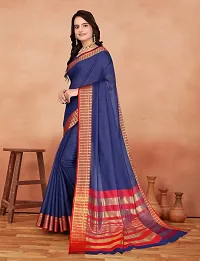 Stylish Blue Banarasi Silk Woven Design Saree with Blouse piece For Women-thumb1