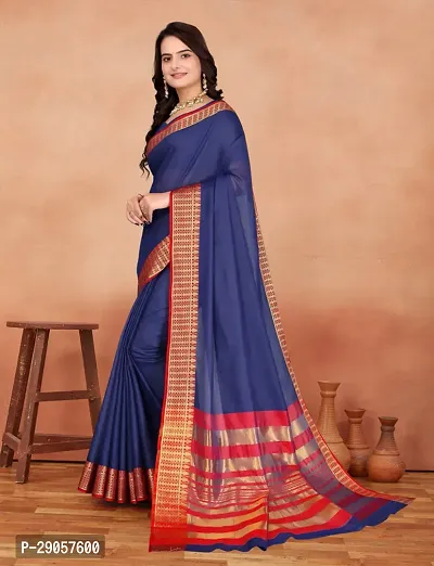 Stylish Blue Banarasi Silk Woven Design Saree with Blouse piece For Women-thumb2