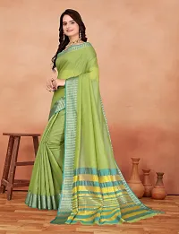 Stylish Green Banarasi Silk Woven Design Saree with Blouse piece For Women-thumb1