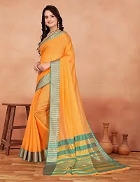 Stylish Orange Banarasi Silk Woven Design Saree with Blouse piece For Women-thumb1