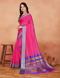 Stylish Pink Banarasi Silk Woven Design Saree with Blouse piece For Women-thumb1