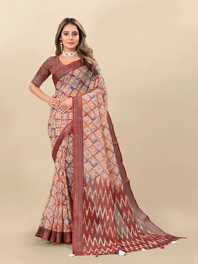 Attractive Cotton Saree with Blouse piece 