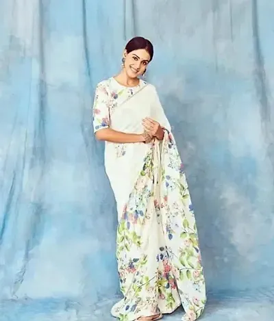 Stylish Linen Saree with Blouse piece