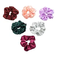 Printed Hair Scrunchies Hair Ponytail Holder in Satin Solid And Valvet Fabric For Girl And Women Multicolor Set Of-12-thumb2