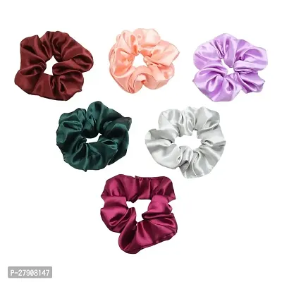 Printed Hair Scrunchies Hair Ponytail Holder in Satin Solid And Valvet Fabric For Girl And Women Multicolor Set Of-12-thumb3