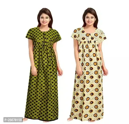 Elegant Cotton Printed Nighty For Women- Pack Of 2-thumb0