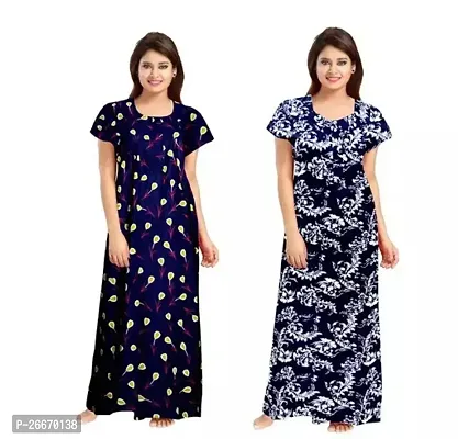 Elegant Cotton Printed Nighty For Women- Pack Of 2