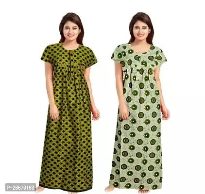 Elegant Cotton Printed Nighty For Women- Pack Of 2