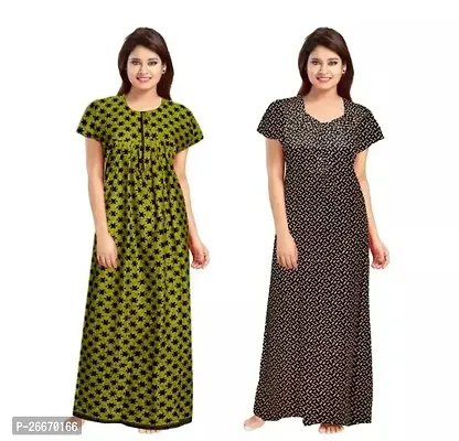 Elegant Cotton Printed Nighty For Women- Pack Of 2