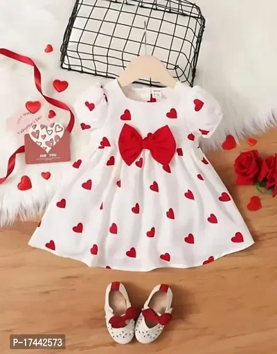 Girls Cotton Heart Printed Frock